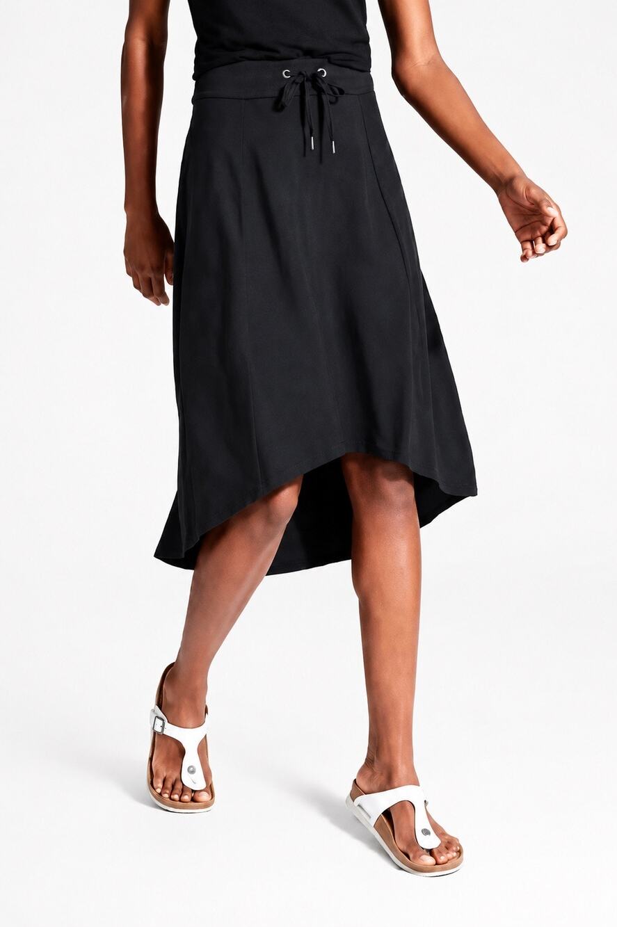 Athleta Beachcomber High Low Midi Skirt Black Drawstring Small